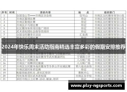 2024年快乐周末活动指南精选丰富多彩的假期安排推荐 2024年快乐周末活动指南精选丰富多彩的假期安排推荐