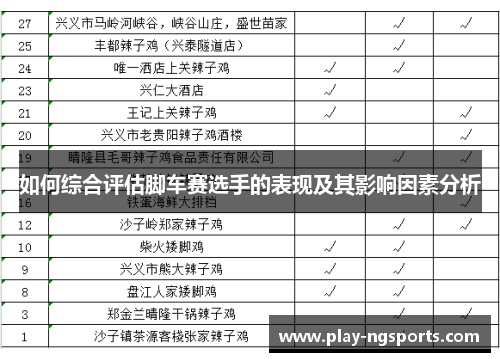 如何综合评估脚车赛选手的表现及其影响因素分析 如何综合评估脚车赛选手的表现及其影响因素分析