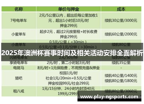 2025年澳洲杯赛事时间及相关活动安排全面解析 2025年澳洲杯赛事时间及相关活动安排全面解析