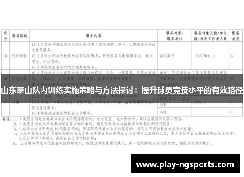 山东泰山队内训练实施策略与方法探讨：提升球员竞技水平的有效路径